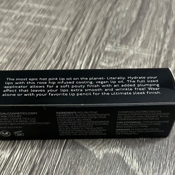 GloGirl Cosmetics Lip Oil Literally Shade Plumping Vegan  Full Size 7ml NEW - Picture 5 of 6